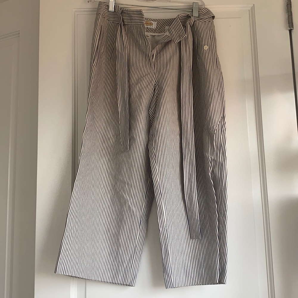 Silk and Linen Pinstripe Capris